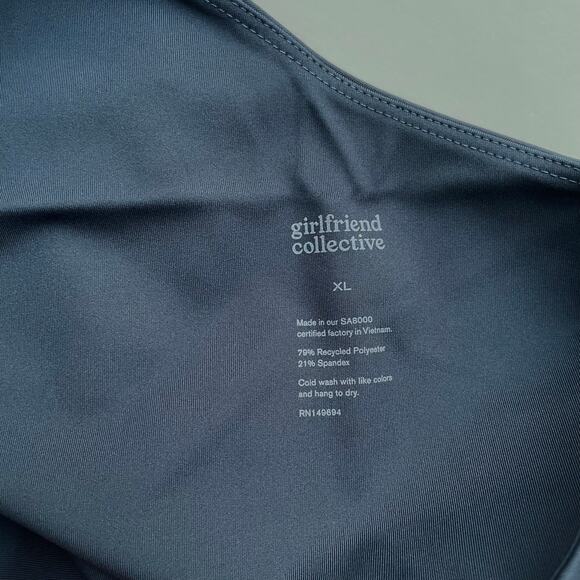Girlfriend Collective Bianca Sports Bra One Shoulder Skyline Blue Size XL NEW - Picture 5 of 6